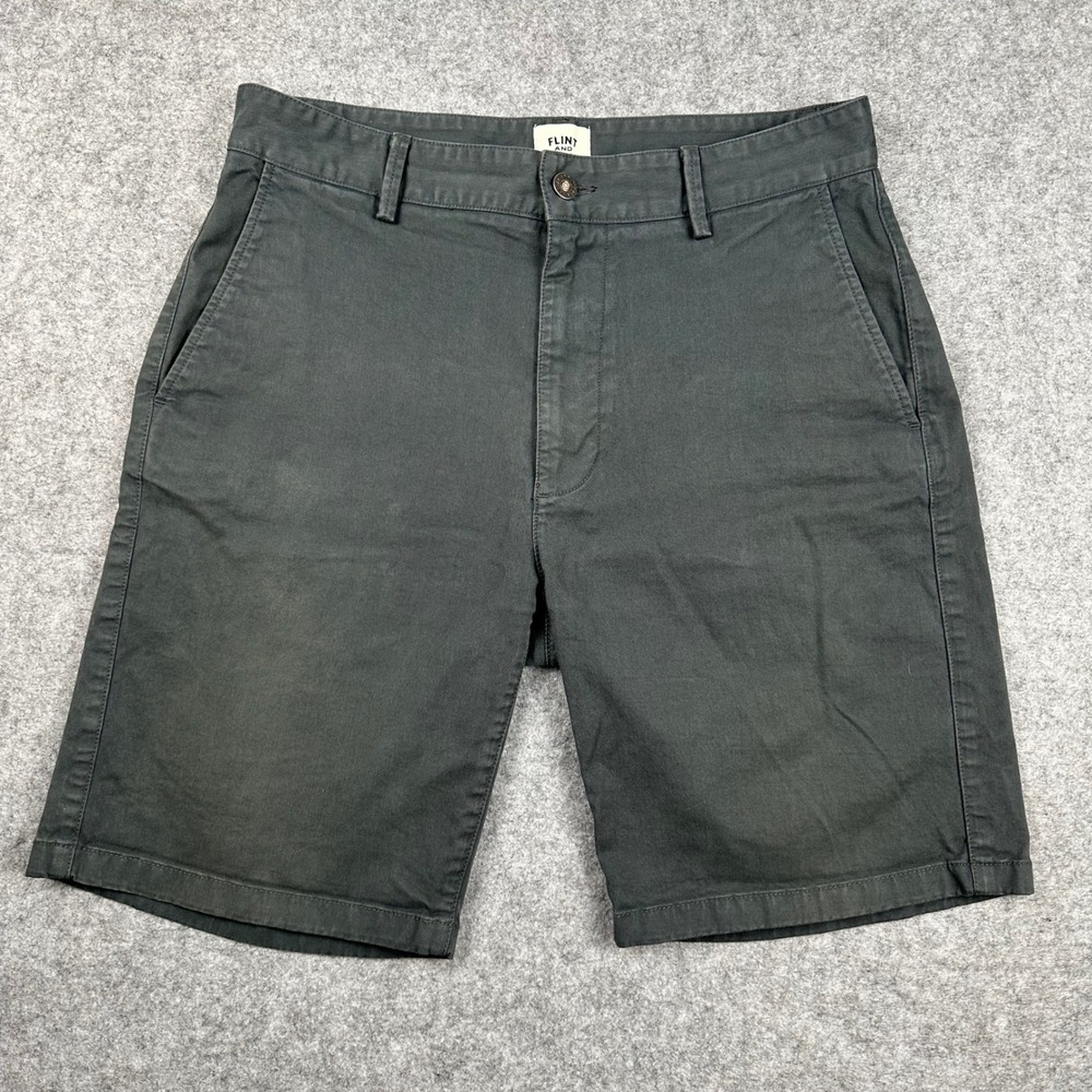 Flint and Tinder 365 Shorts Men 31 Charcoal Grey Chino Flat Front Stretch Cotton